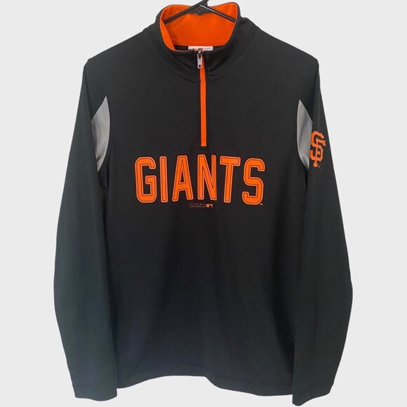MLB San Francisco Giants 1/4 Zip Shirt Boys Large Black Baseball Long-Sleeve - Picture 1 of 13